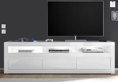 Produktbild von TV-Lowboard "Nobile" Hochglanz weiß grau TV-Unterteil in Komforthöhe 217 x 63 cm
