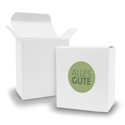 Produktbild von SET Alles GUTE (Motiv20) 24x Faltschachtel Quader weiß + Sticker