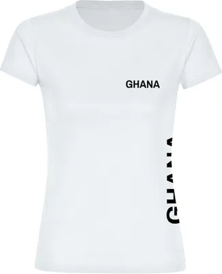 Produktbild von multifanshop Damen T-Shirt - Ghana - Brust & Seite, weiß, Größe 3XL