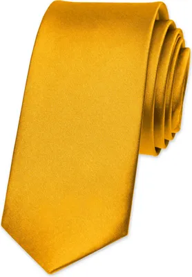 Produktbild von Krawatte Herren Hochzeit Konfirmation Slim Tie Retro Business Schlips schmal Autiga® gelb-orange