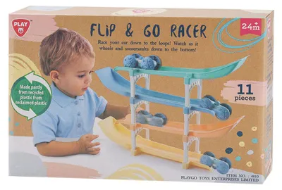 Imagen del producto de Rennbahn Flip y Los: Juego de circuito de carreras, 11 piezas