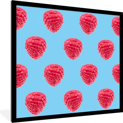 Produktbild von MuchoWow® MuchoWow® Gerahmtes Poster Himbeere - Rosa - Muster 40x40 cm - Poster mit zchwarzem Bilderrahmen - Mit Rahmen - Wanddekoration Schlafzimmer