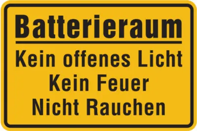 Produktbild von Dreifke® Hinweisschild, Batterieraum, gelb, 200 x 300 mm, Kunststoff, PVC 1 Stk.