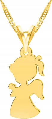 Produktbild von Goldene Engel-Mädchen-Halskette, Schutzengel, Engel-Mädchen, Silber 925