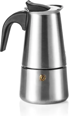 Produktbild von Coffee Fox Espressokocher Schwarz für 4 Tassen (200ml) aus Edelstahl, Induktion geeignet, Mokka Kanne Kaffeebereiter für alle Herdarten