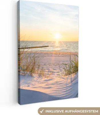 Obrázek produktu pro OneMillionCanvasses® - Plátno - Pláž - Slunce - Duna - Tráva - Písek - Horizont, nástěnná malba, nástěnné dekorace obrázky do obývacího pokoje, 80x120cm