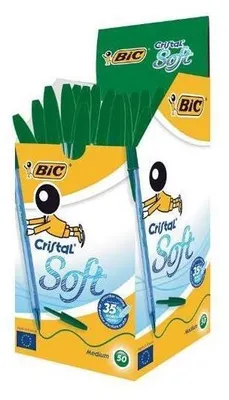 Zdjęcie produktu dla Długopis BIC Cristal Soft zielony 50 sztuk