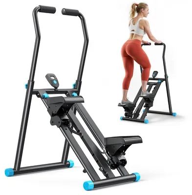 Obrázok produktu pre Vertikálny stepper/trenažér na lezenie – model 2448B1 – s madlom – rám z legovanej ocele – 97 × 56 × 131 cm – posilňovanie nôh a kardio tréning – čierny