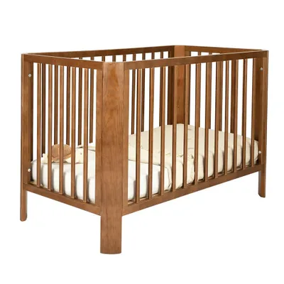 Productafbeelding van Novi Philou babybed, 60x120 cm, walnoot/beuken, in hoogte verstelbaar (3 standen), geschikt vanaf de geboorte tot ongeveer 4 jaar, met afgeronde hoeken