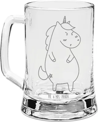 Produktbild von Mr. & Mrs. Panda Krug Einhorn Wut - Transparent - Geschenk, Seidel, Realität, Unicorn, Glas Bierkrug, Lustig, Büro, Gravur, Arbeit, Einhörner, Humpen, Mit
