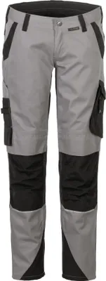 A pair of gray and black work pants.