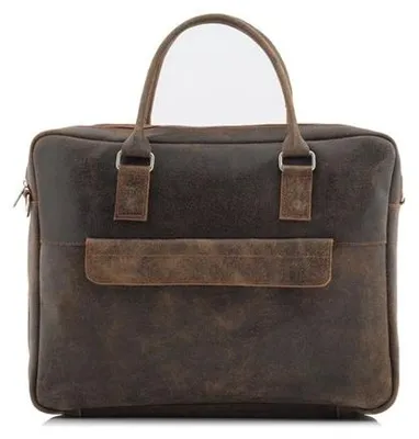 Productafbeelding van Vintage leren tas voor heren, beige kleur, praktische laptoptas voor kantoor, zakenreizen, vergaderingen en werk, model BV80