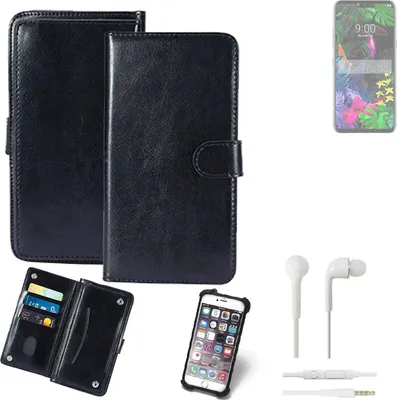 Produktbild von K-S-Trade 360° Hülle kompatibel mit LG Electronics V50 ThinQ 5G inkl. Headphones schwarz Kunstleder Case BookCase WalletCase Kunstlederederhülle