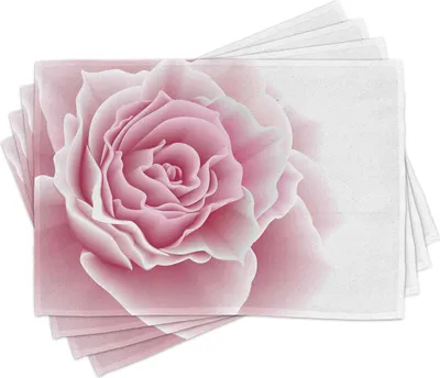 Zdjęcie produktu dla ABAKUHAUS Jasnoróżowe podkładki, romantyczny bukiet róż i płatków kwiatów, uroczystość ślubna, motyw ślubny, 30 x 45 cm, jasnoróżowy biały