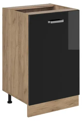 Obrázok produktu pre Kuchynská spodná skrinka Vicco R-Line Čierny vysoký lesk/Dub Goldkraft 50 cm bez pracovnej dosky, Model 70394
