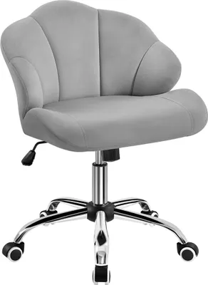 Produktbild von Yaheetech Bürostuhl ergonomisch Drehstuhl höhenverstellbar Schminkstuhl mit Rollen Schreibtischstuhl in Muschelform, bis 136 kg belastbar, Hellgrau