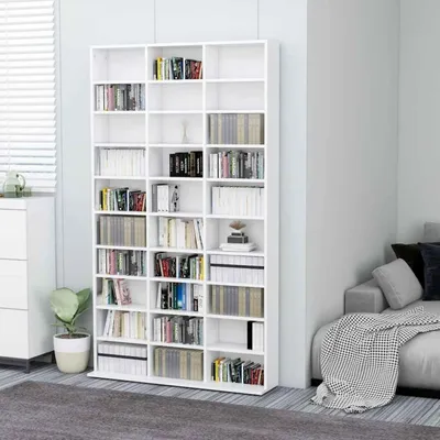 Produktbild von CD-Schrank Regal DVD Blu-ray Medienregal Standregal Bücherregal Weiß 102x16x177,5 cm Holzwerkstoff