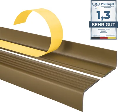 Obrázok produktu pre QUEST Samolepiaci protišmykový schodiskový profil ND PVC, ochrana schodov, 40x25mm, mosadz