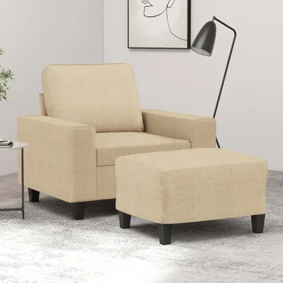 Produktbild von Cremesessel mit Hocker, 60 cm, aus Stoff
