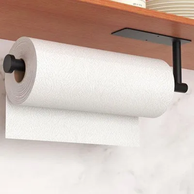 Produktbild von Schwarze Edelstahl-Küchenpapierhalter Wandmontage Klein