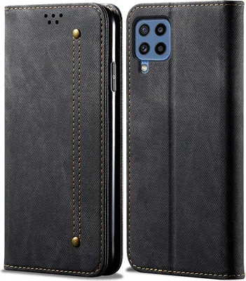 Produktbild von Galaxy A22 4G Hülle, Leder Brieftasche Flip Bookstyle Schutzhülle mit Standfunktion für Samsung Galaxy M22 / M32 / A22 4G Schwarz