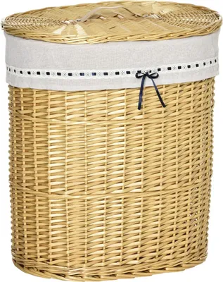 Produktbild von Wäschekorb Mit Deckel Wäschebox Aus Weide, Natur, 100L, 51X38X57Cm