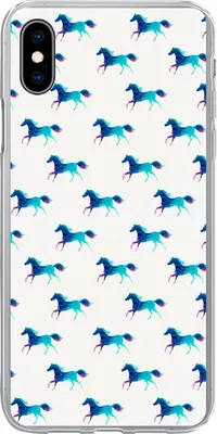 Produktbild von MuchoWow® Handyhülle Schutzhülle Hülle für Telefoonhoesje iPhone Xs Mädchen - Pferde - Kristall - Muster - Mädchen - Blau - Kinder - Kind Silikon Softcase Handy Hülle - Handytasche