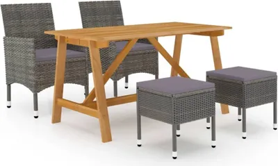 Produktbild von "2024 Moderne" 5-tlg. Garten-Essgruppe Grau - Gartenset Sitzgruppeen Neu2855553