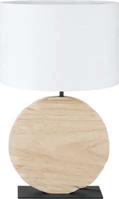 Obrázek produktu pro Stolní lampa - bílá - hnědá - černá - V 64 cm - dřevo - ocel - látkové stínítko - kulatá
