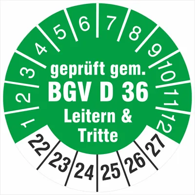 Produktbild von 2500 Prüfetiketten gem. BGV D 36 Leitern & Tritte 18 mm 2022-2027