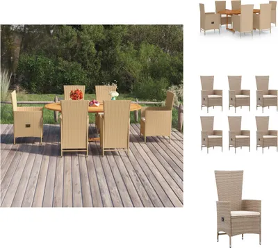 Image de vidaXL Ensemble de jardin 7 pièces Poly Rotin Beige - Ensemble de meubles de jardin