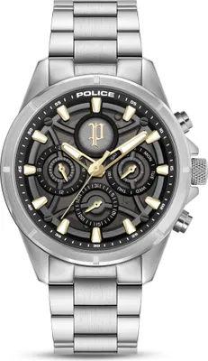 Produktbild von POLICE Herrenuhr Quarzuhr silber / schwarz onesize Herren 45 PEWJK2227812, PEWJK2227814