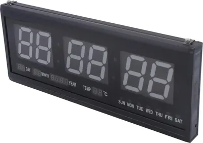 Produktbild von Digitale Wanduhr - LED Wanduhr - 48 cm Großanzeige - Datum Wochentag Temperatur - Tisch- und Wandmontage - blaue Ziffern