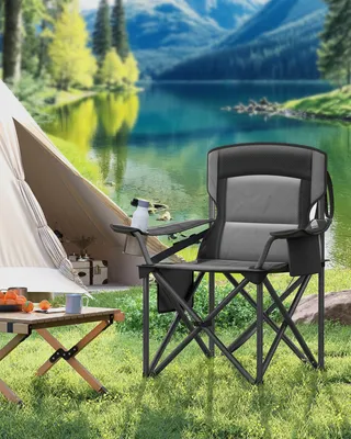 Produktbild von SONGMICS Campingstuhl, Klappstuhl mit Getränkehalter, Angelstuhl, klappbar, bis 205 kg