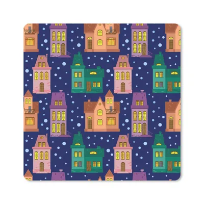 Produktbild von MuchoWow® Mauspad Mousepad Winter - Muster - Haus 20x20 cm - Mousepads - Maus Mat - Pad - Mausunterlage - Desk Mat - Bureauartikeln