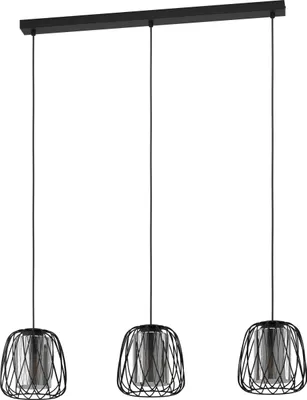Produktbild von EGLO Pendelleuchte Floresta, 3 flammige Hängelampe, Hängeleuchte aus Metall und Rauchglas, Esstischlampe, Wohnzimmerlampe hängend mit E27