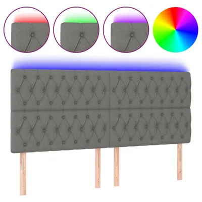 Image de vidaXL Tête de lit LED gris foncé 180x7x118/128 cm Tissu