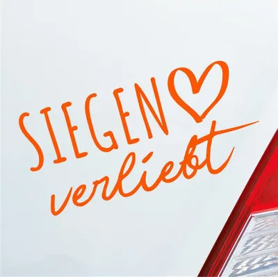 Produktbild von Auto Aufkleber Siegen verliebt Herz Stadt Heimat Liebe Car 19x9 cm Orange Sticker Heckscheibenaufkleber