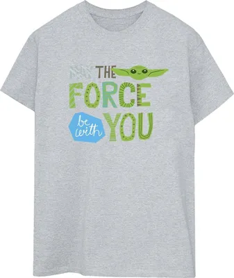 Produktbild von Star Wars - "The Mandalorian May The Force Be With You" T-Shirt für Damen BI45757 (XXL) (Grau)