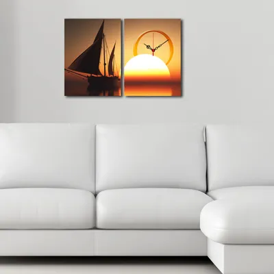 Produktbild von Opviq, 2P3040CS- CTY1661, Bunt, Wanduhren, 60 x 38 cm, 100% Wildleder -Leinwand