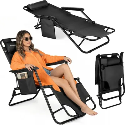 Produktbild von Outtec® Klappbare Gartensessel Sonnenliege - bis 150 kg - Liegestuhl Klappliege Gartenliege Rückenlehne Campingstuhl Strandsessel Strandstuhl