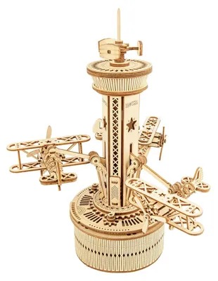 Produktbild von ROKR Flugzeug Turm 3D-Puzzle Holz RB-AMK41, 255 Teile, Musikbox, Montage