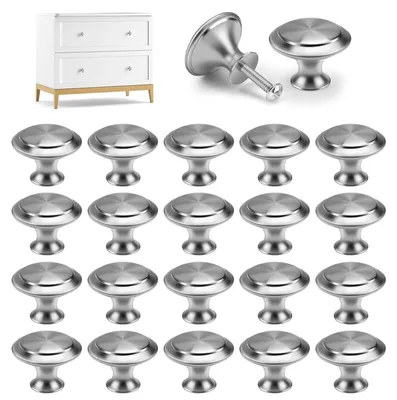 Image de Boutons de meubles ronds noirs, lot de 20, boutons mats pour commodes, boutons d'armoire de 30 mm, boutons de cuisine, poignées d'armoire, poignées de tiroir avec vis pour armoires, tiroirs, cuisines et penderies