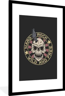Produktbild von MuchoWow® MuchoWow® Gerahmtes Poster Totenkopf - Gitarre - Vintage 60x90 cm - Poster mit zchwarzem Bilderrahmen - Dekoration - Wandposter Wohnzimmer - Hochwertig