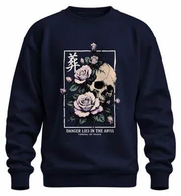 Immagine prodotto di "Pericolo nell'Abisso", felpa con cappuccio, stile giapponese, colore blu navy, taglia XL