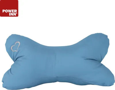 Produktbild von POWER INN Leseknochen | Bestickt | Blau Symbol "Herz" | Nackenkissen | Reisekissen