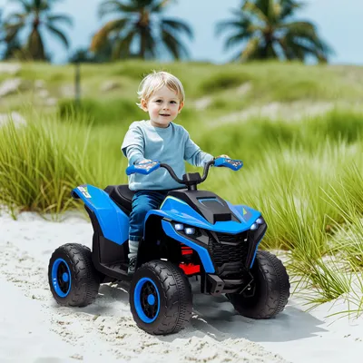 Produktbild von Kinder-Elektroquad 12V Offroad, 2 Motoren & Hinterradaufhängung, Elektro-Quad Kunststoff-Metall, Blau | 109x69x75 cm | 3–6 km/h | 3–8 Jahre