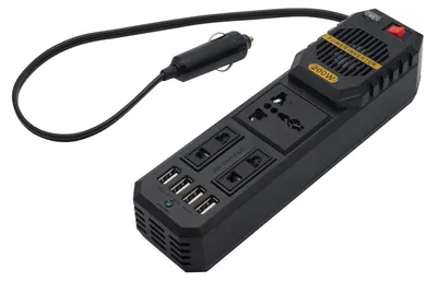 Productafbeelding van 200W auto omvormer - DC naar AC converter - zwart - 4 USB-aansluitingen