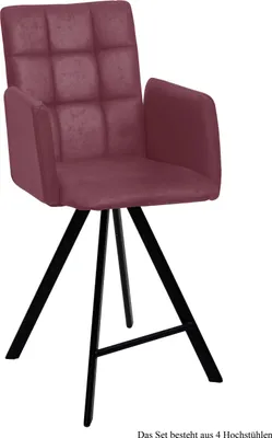 Produktbild von Thekenstuhl drehbar (4er-Set) Devalyn 52x108x60 Schwarz/Marsala