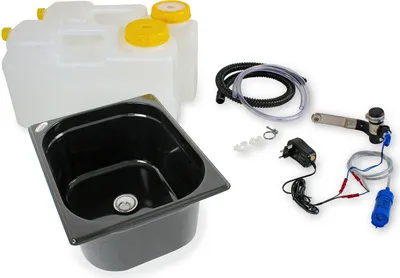 Immagine prodotto di 230V lavello da campeggio set tecnico lavabo cucina 325x265x150mm nero